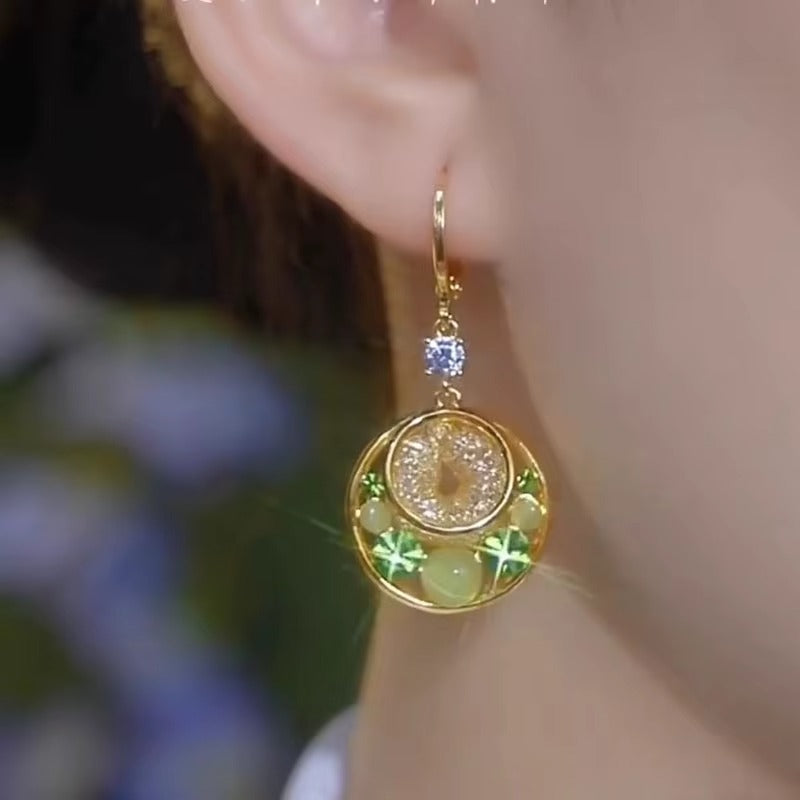Shiny Zircon Earrings For Women 18K Gold Plated
