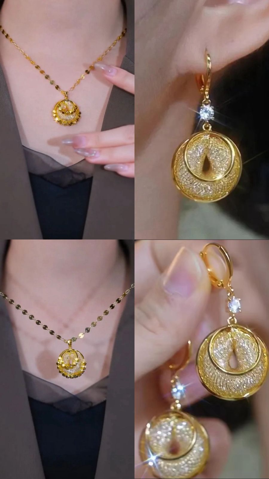 Mesh Zircon necklace(18k gold)