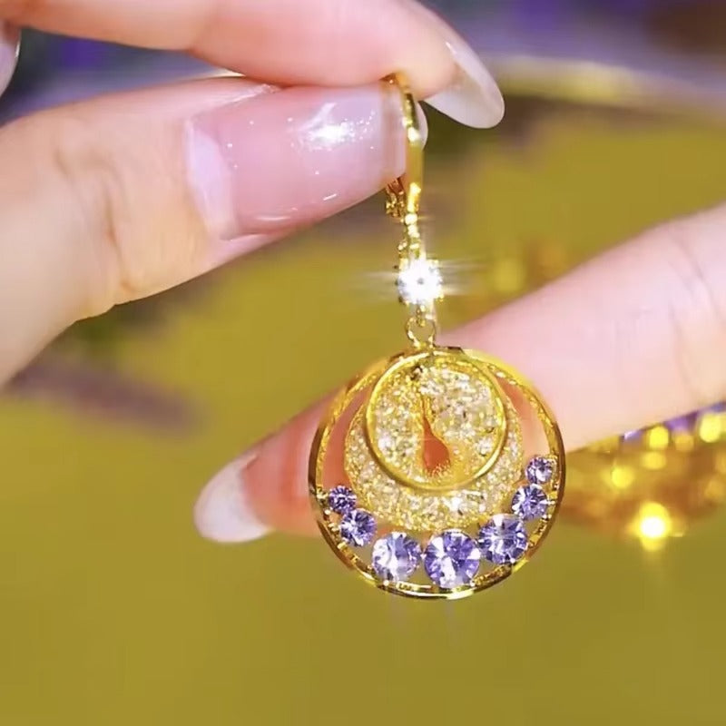 Shiny Zircon Earrings For Women 18K Gold Plated