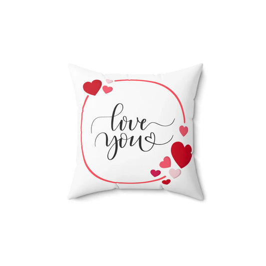 Love You Printed Valentine Spun Polyester Sqaure Pillow