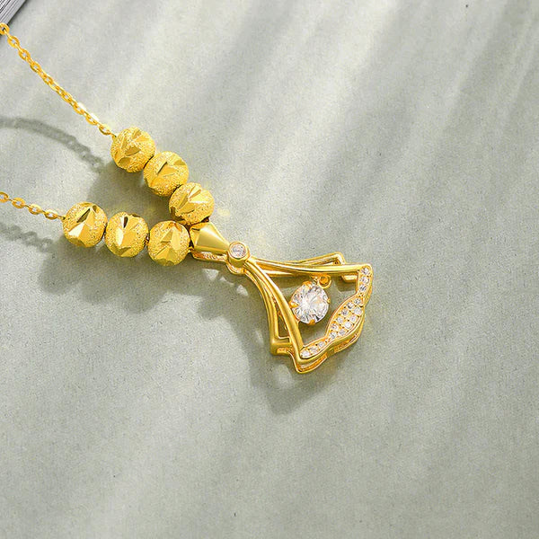 18K Real Gold Ginkgo Leaf Pendant Necklace