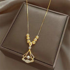 18K Real Gold Ginkgo Leaf Pendant Necklace