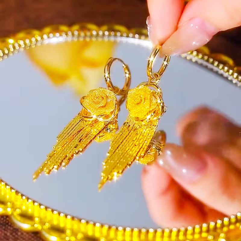 14 k Gold Rose Earrings