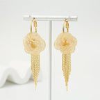 Floral Hoop Earrings for Women(14k gold)black