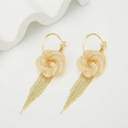 Floral Hoop Earrings for Women(14k gold)black