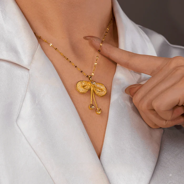 18K Gold-Plated Diamond Lucky Bag Pearl Necklaces