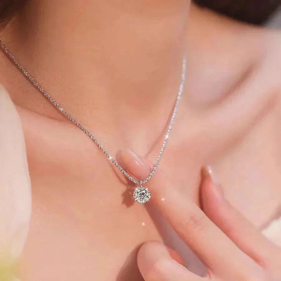 Crystal Zircon diamond Round Retro Simple Necklace Complete set