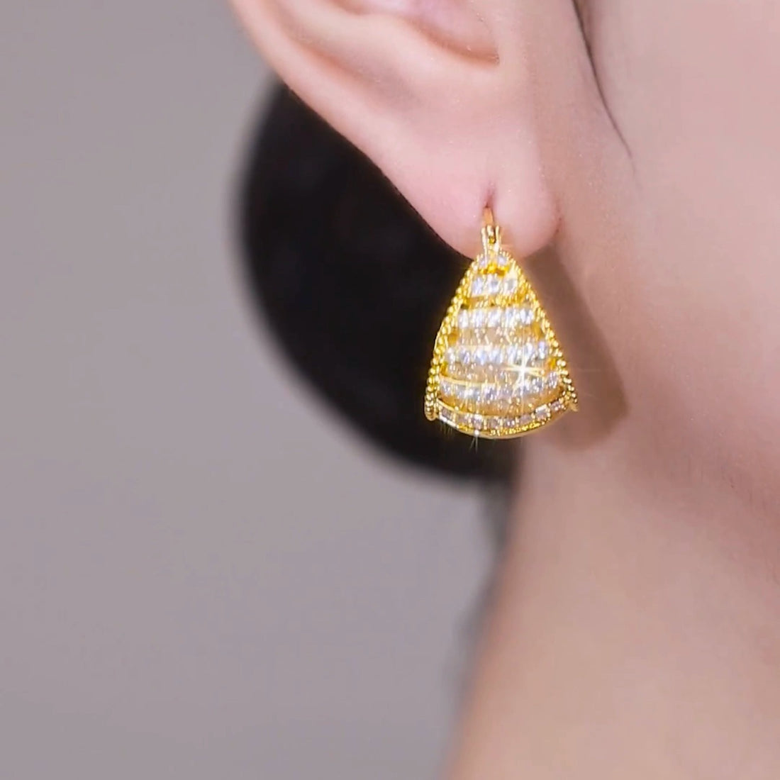 Diamond zircon earring(24k gold plated)