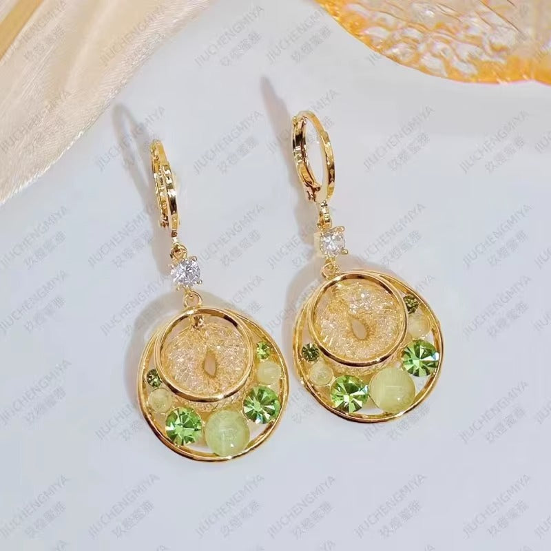 Shiny Zircon Earrings For Women 18K Gold Plated