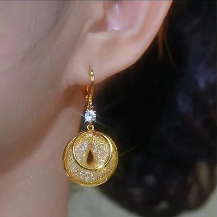 Zircon Mesh Earrings(18k gold)