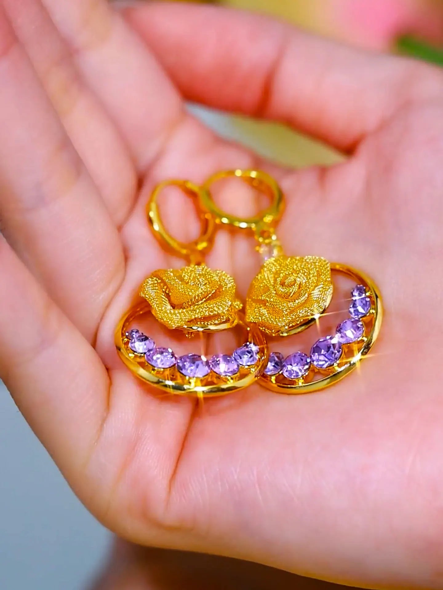 Zircon Galaxy Golden earrings(24k gold plated)