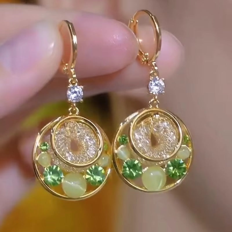 Shiny Zircon Earrings For Women 18K Gold Plated