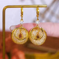 Zircon Mesh Earrings(18k gold)