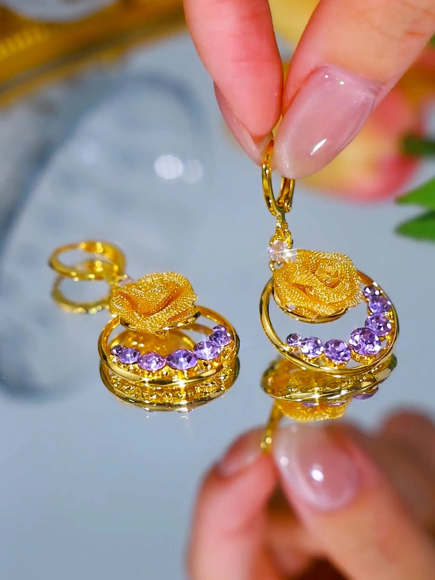 Zircon Galaxy Golden earrings(24k gold plated)
