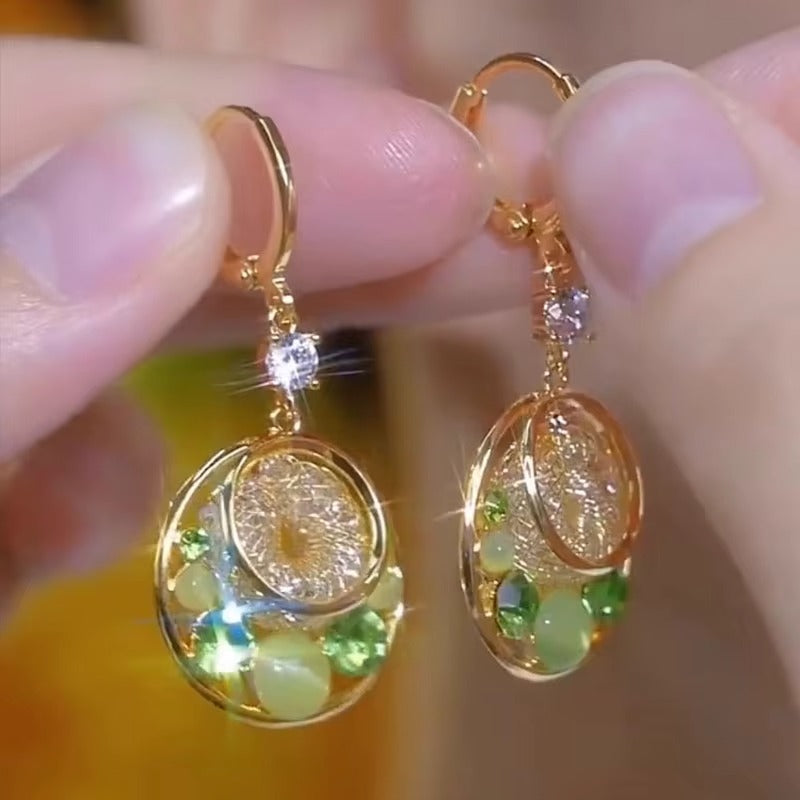 Shiny Zircon Earrings For Women 18K Gold Plated