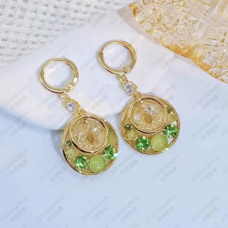 Shiny Zircon Earrings For Women 18K Gold Plated