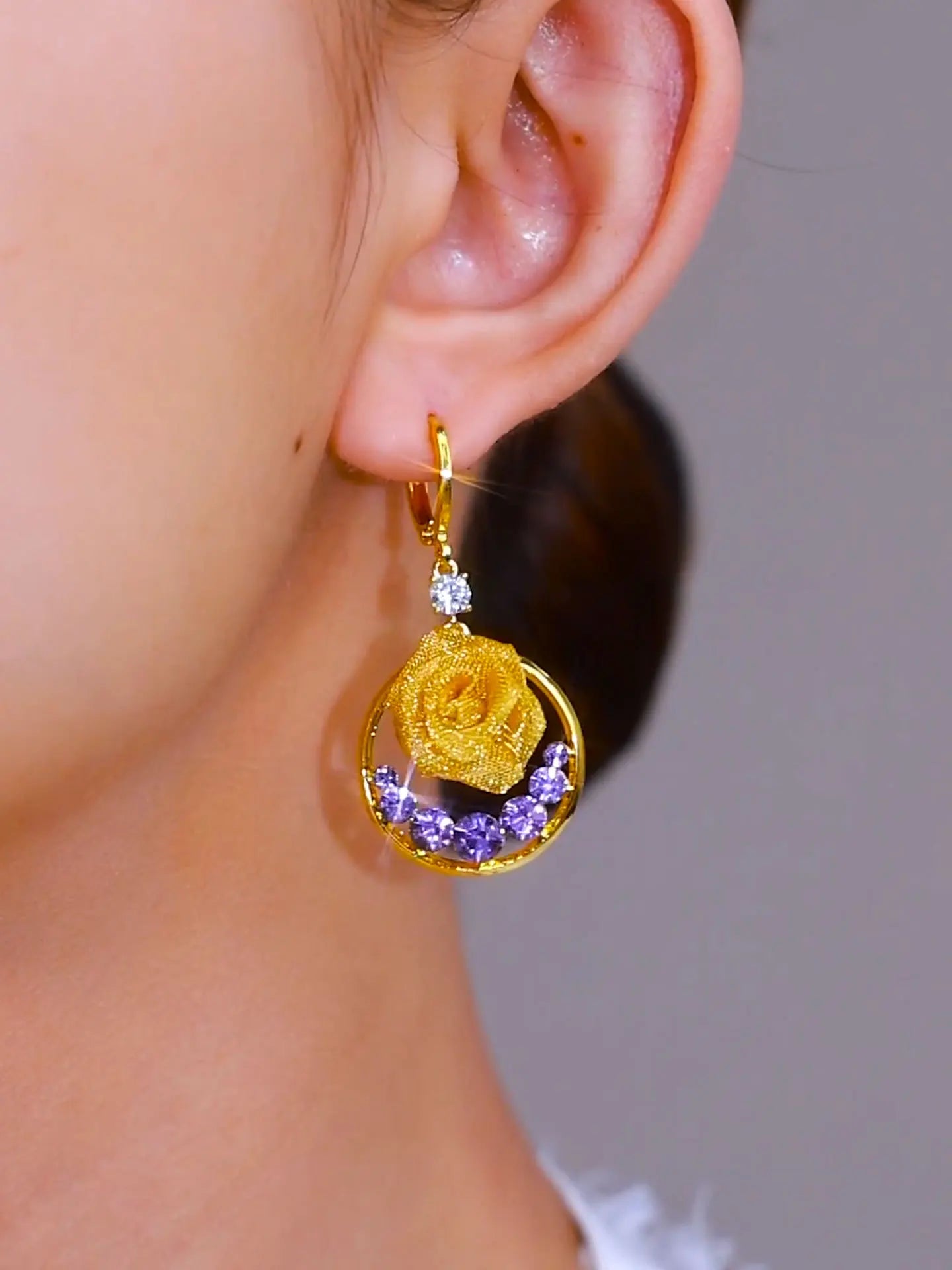Zircon Galaxy Golden earrings(24k gold plated)