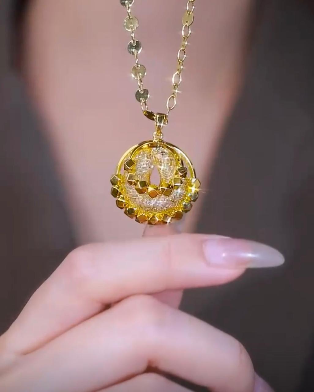 Mesh Zircon necklace(18k gold)