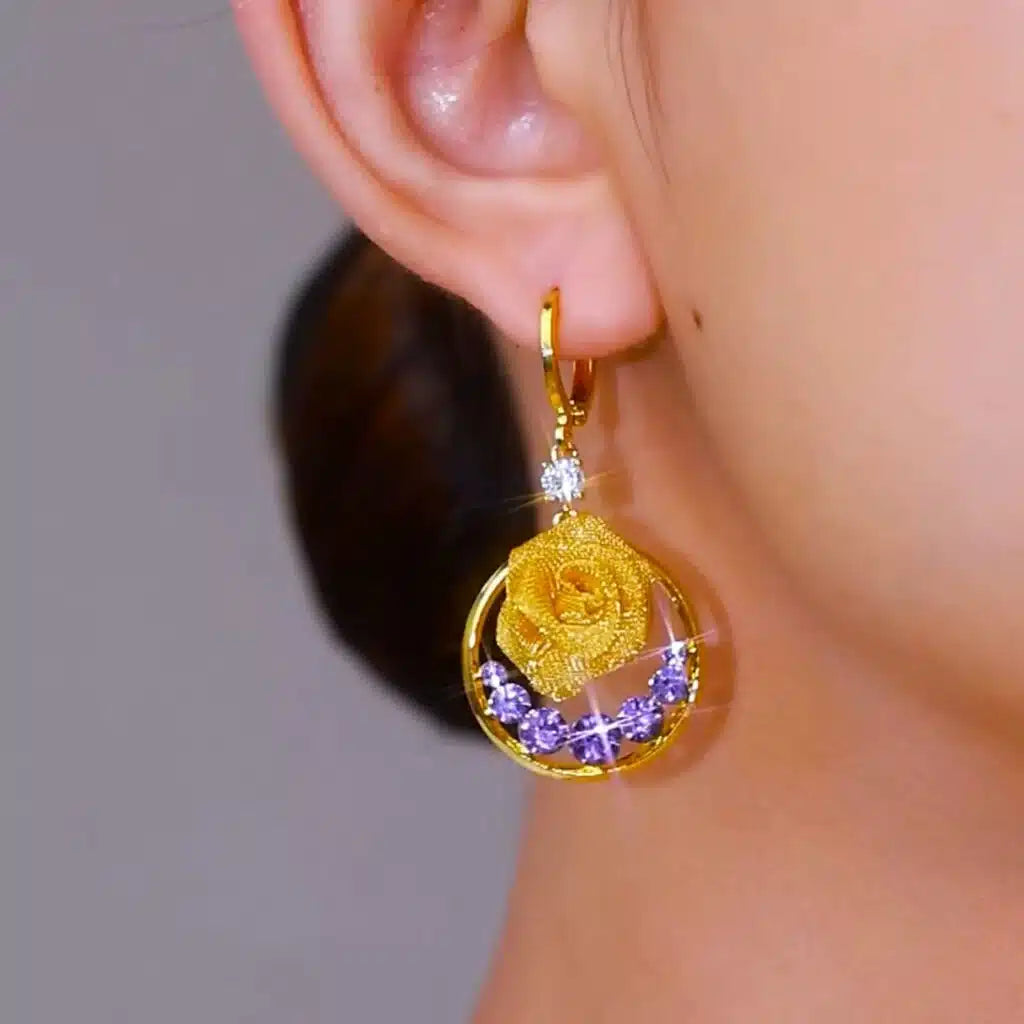 Zircon Galaxy Golden earrings(24k gold plated)