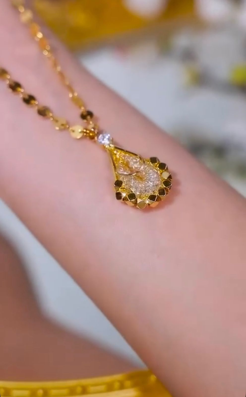 14K Gold-Plated Zircon Mesh Drop Necklaces