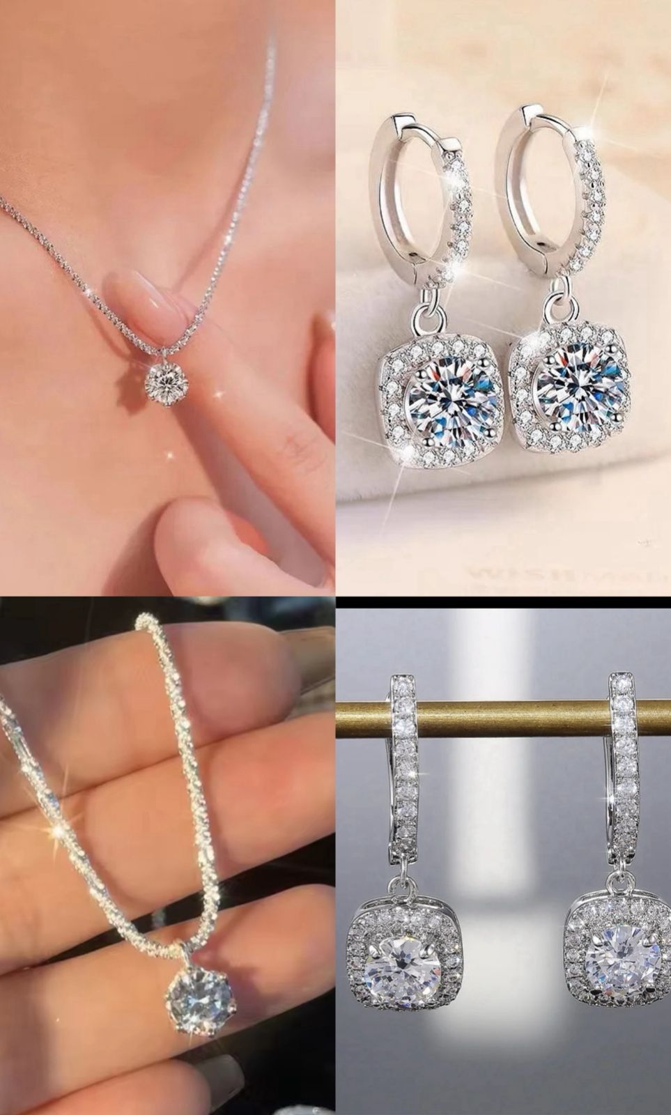 Crystal Zircon diamond Round Retro Simple Necklace Complete set