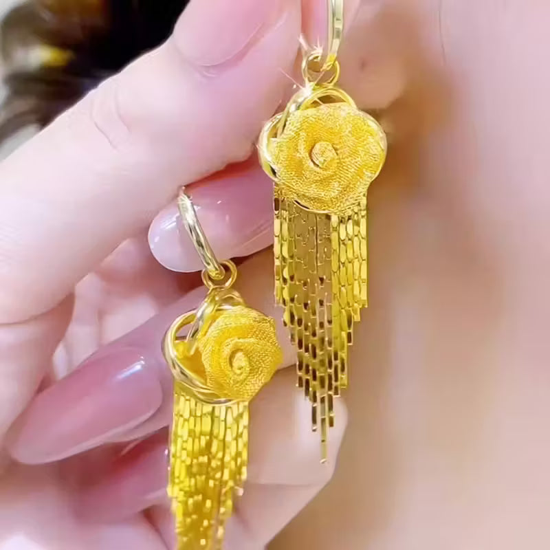 14 k Gold Rose Earrings